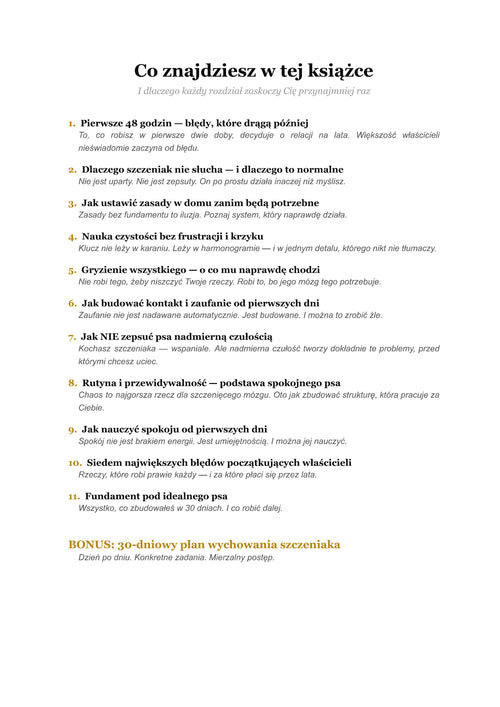 EBOOK: SZCZENIAK POD KONTROLĄ - PIERWSZE 30 DNI, KTÓRE DECYDUJĄ, CZY WYCHOWASZ IDEALNEGO PSA - CZY STWORZYSZ PROBLEM NA LATA